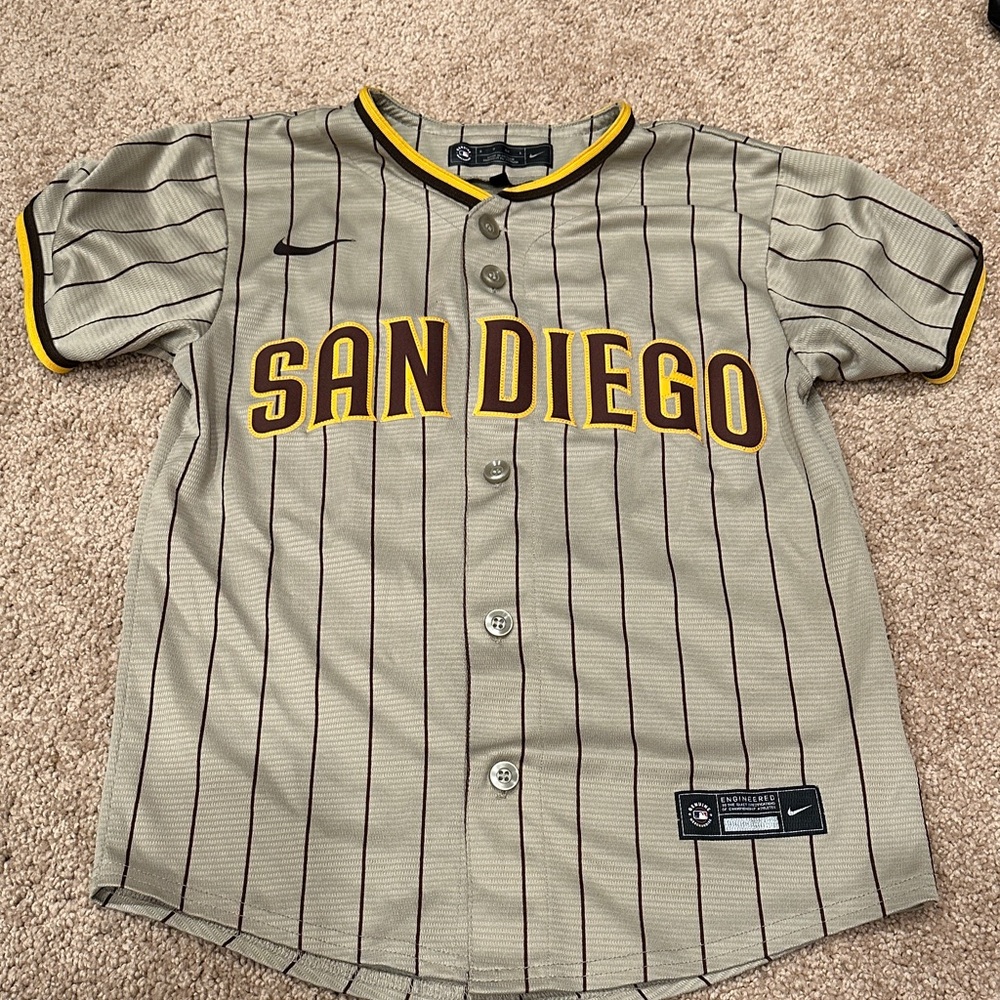 Nike Kids San Diego PADRES Baseball MANNY MACHADO 13 Jersey - Tan/Yellow $150